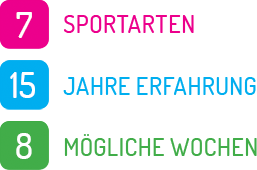 7 Sportarten, 15 Jahre Erfahrung, 8 M&ouml;gliche Wochen